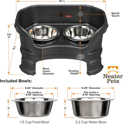 Neater Feeder Deluxe with Leg Extensions (Small, Midnight Black)