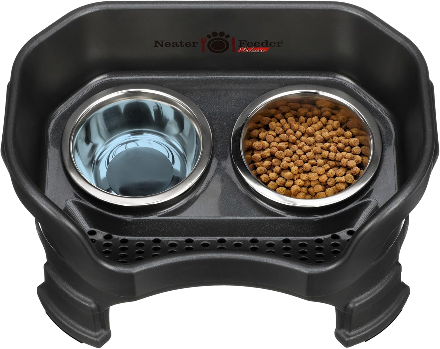 Neater Feeder Deluxe with Leg Extensions (Small, Midnight Black)